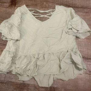 Medium light sage/green flowy baby doll top.